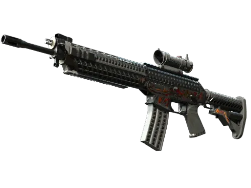 StatTrak™ SG 553 | Heavy Metal (Battle-Scarred)